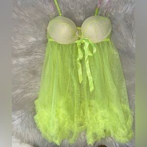 NWT Victoria’s Secret Neon Green & Light Pink Babydoll